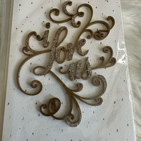 🧡10/$10 Elegant Brown and Silver 'Love Us' greeting card - Picture 1 of 4